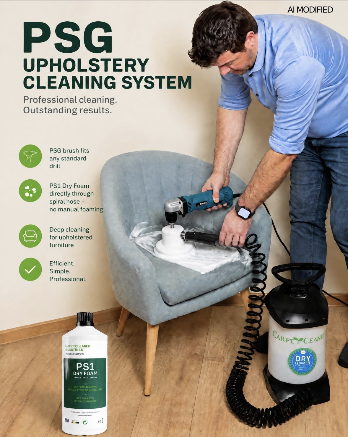 PSG upholstery cleaning system
