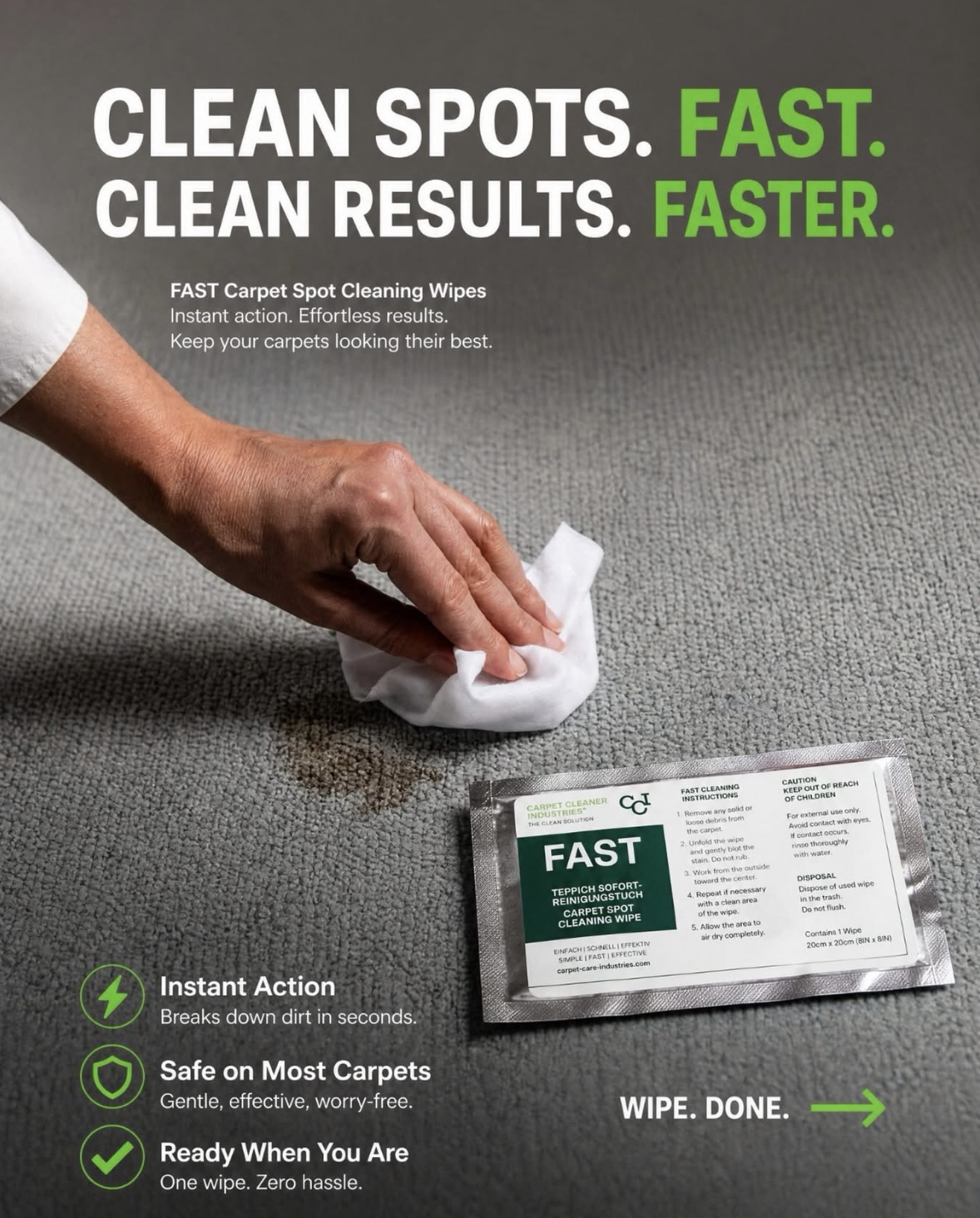 FAST spot cleaning wipes