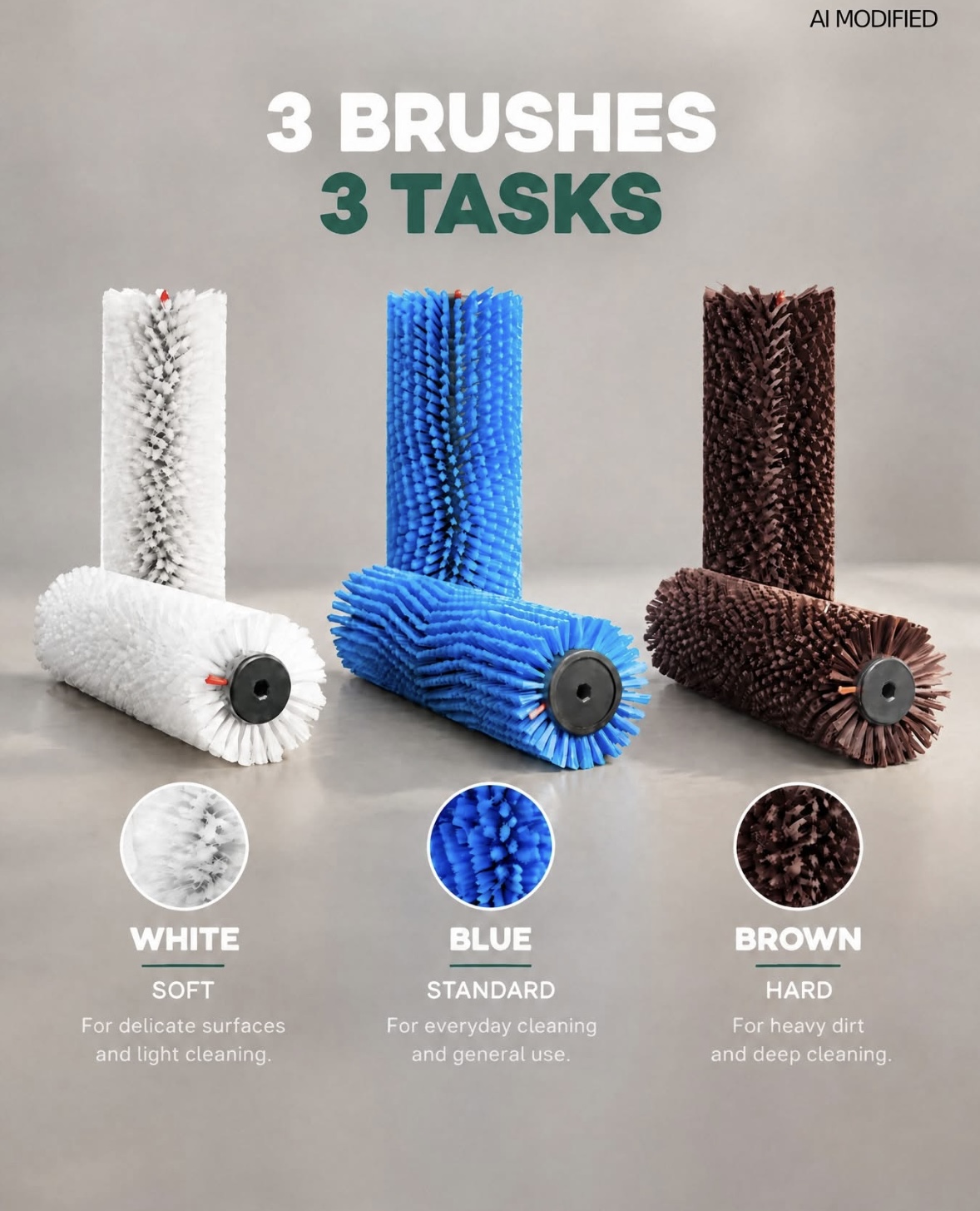 3 brushes, 3 tasks